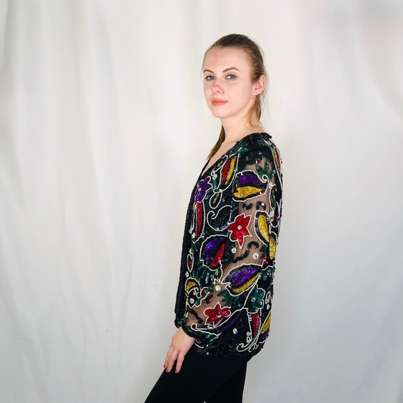 Vintage Nina Couture Beaded Sequin Jacket 0448 - Picture 4 of 7